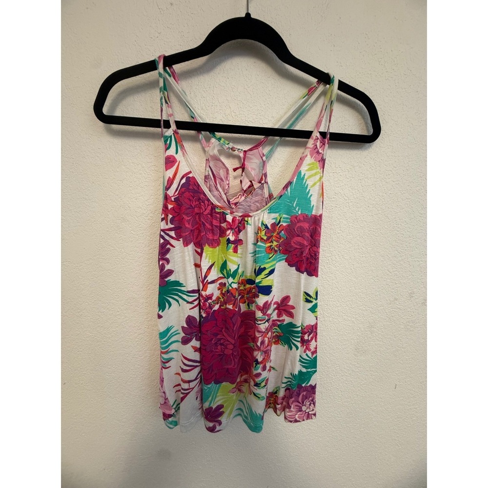 Candie's‎ Women's Medium Floral Racerback Tank Top Tropical Sleeveless NWT